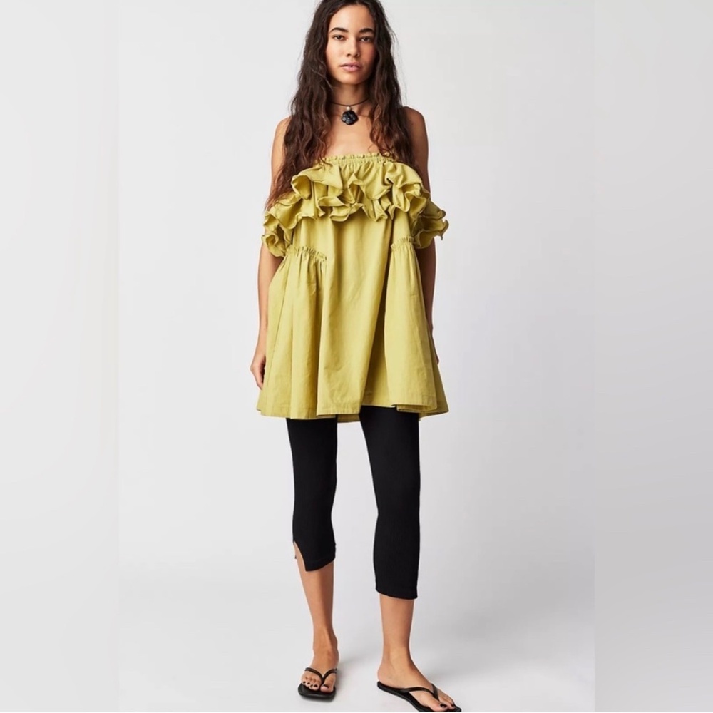 Free People Have A Thing For You Mini Strappless Dress in Palm Leaf Large